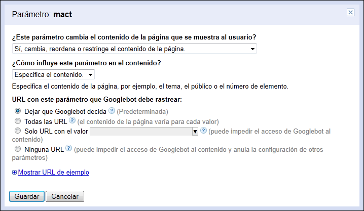 Contenido duplicado por parámetros en la URL