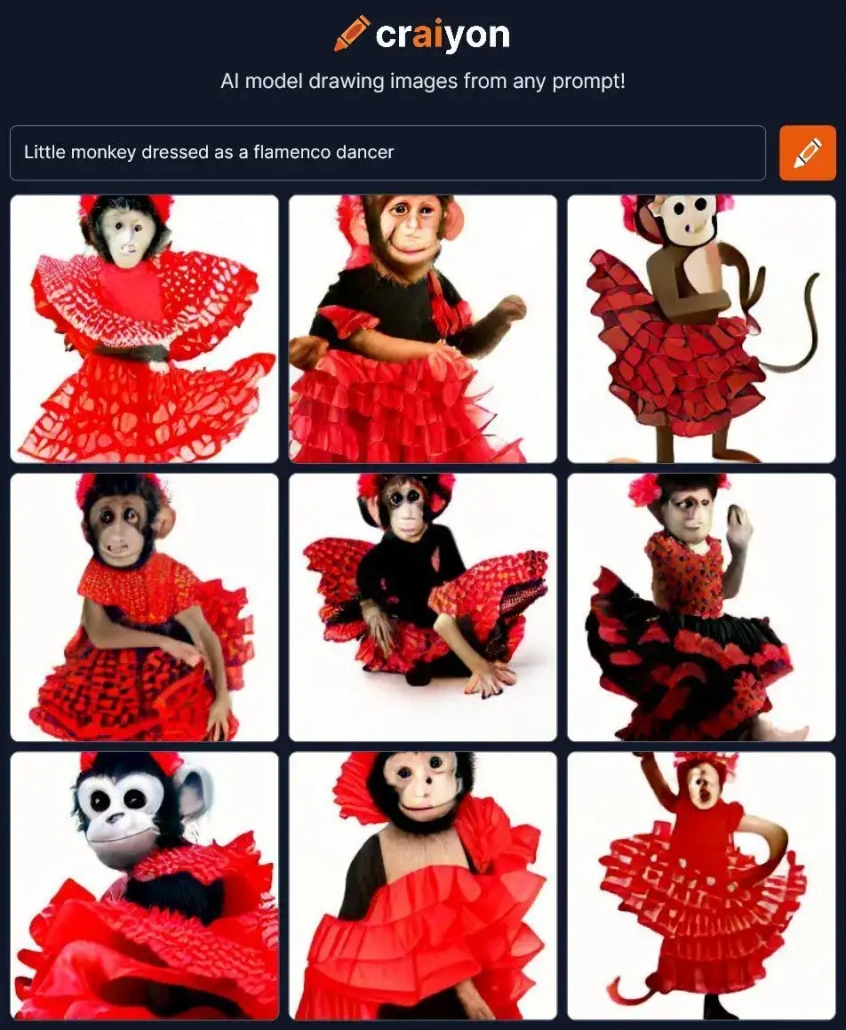 monito con disfraz de flamenca