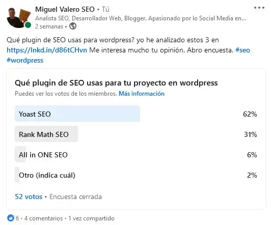 mejor plugin seo para wodpress en linkedin