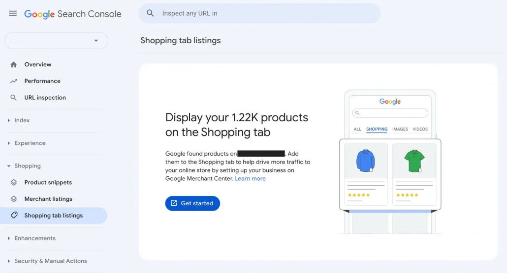 Novedad en Search Console pestaña Shopping