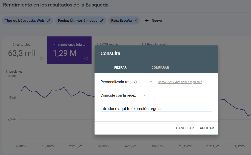 Expresiones regulares search console