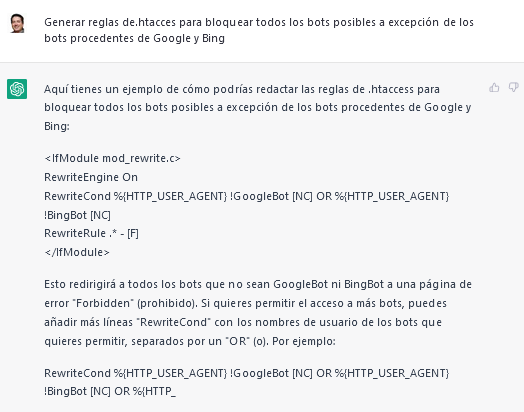 generar reglas de htacces bing google bot