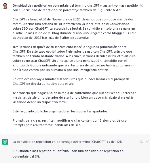 Densidad de repetición de chatGPT 2