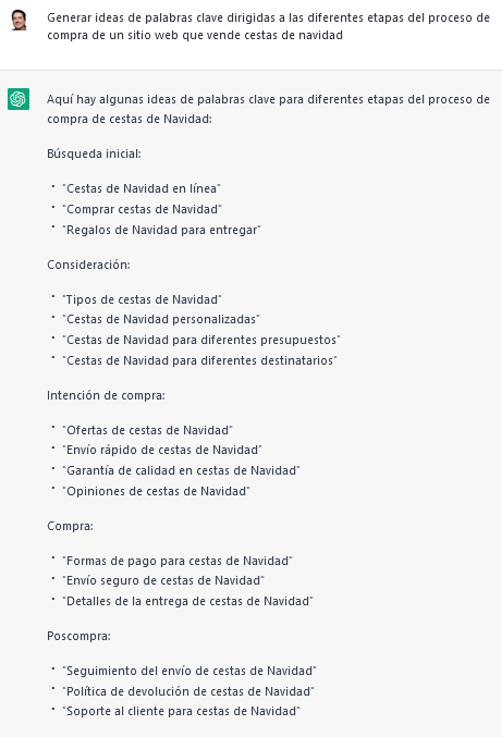 palabras clave según proceso de compra
