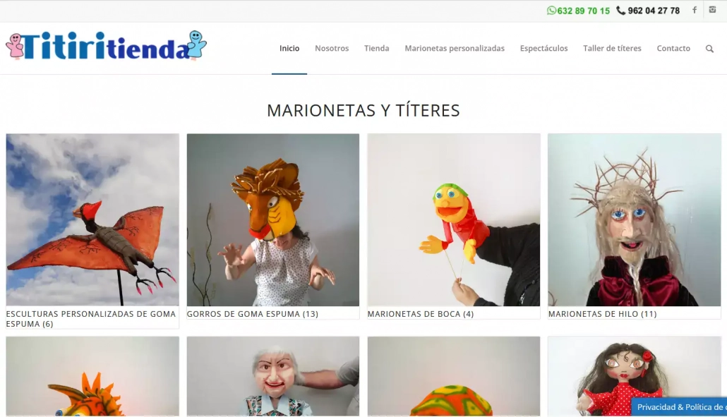 Tienda online de marionetas